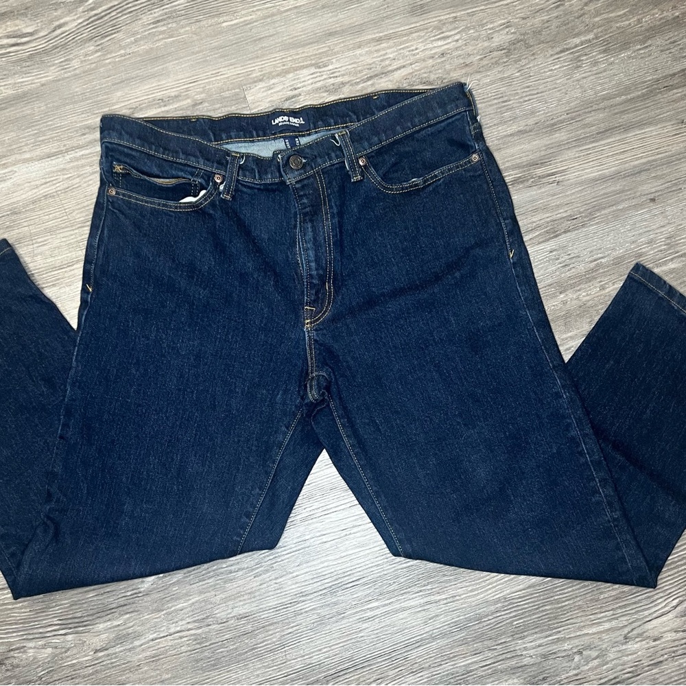 Lands' End Men's Dark Blue Straight Jeans